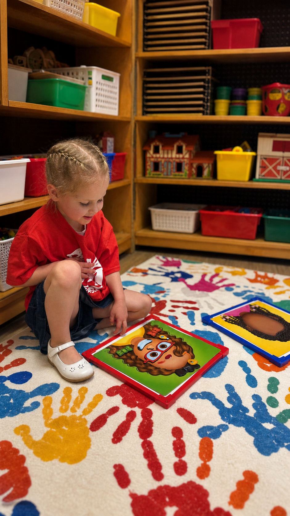 Child playing with a puzzle at the Academy of Preschool Learning